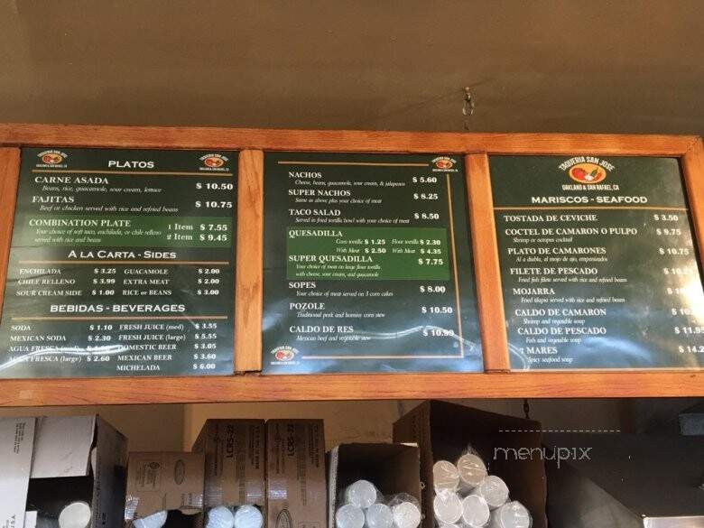 Taqueria San Jose - San Rafael, CA menu_pic