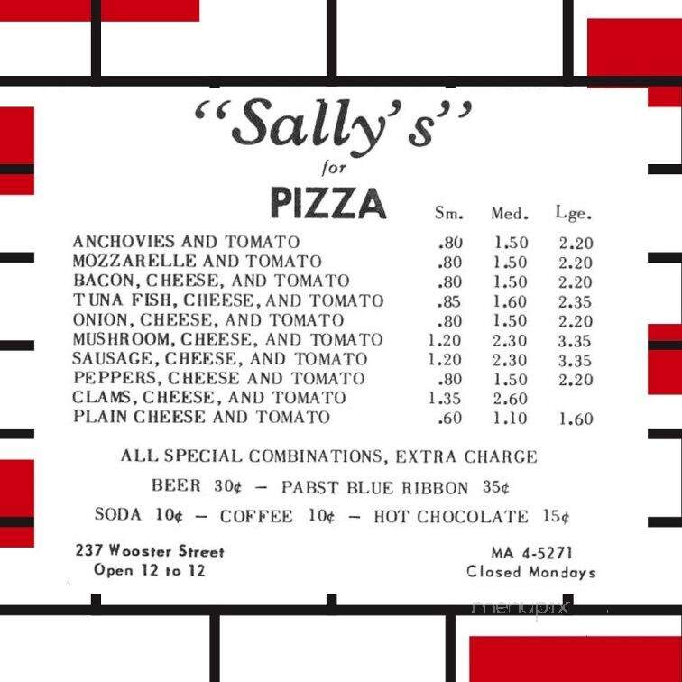 Sally's Apizza - New Haven, CT menu_pic