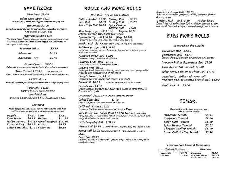 Blue Fin Sushi Bar - Terrace, BC menu_pic