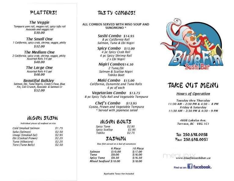 Blue Fin Sushi Bar - Terrace, BC menu_pic