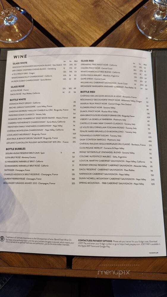JOEY Woodland Hills - Los Angeles, CA menu_pic