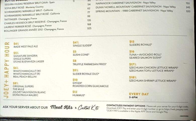 JOEY Woodland Hills - Los Angeles, CA menu_pic