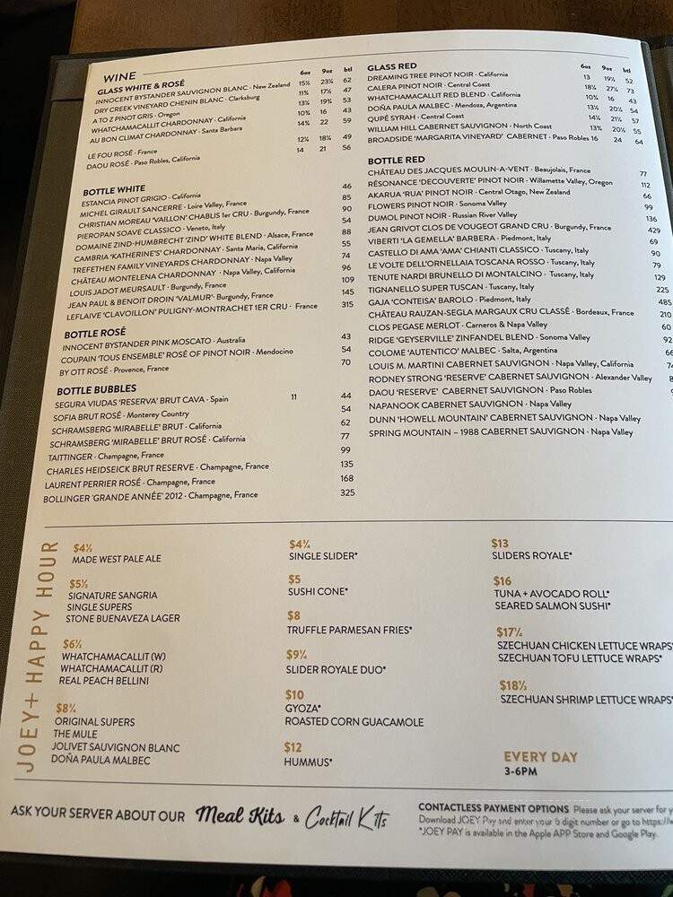 JOEY Woodland Hills - Los Angeles, CA menu_pic