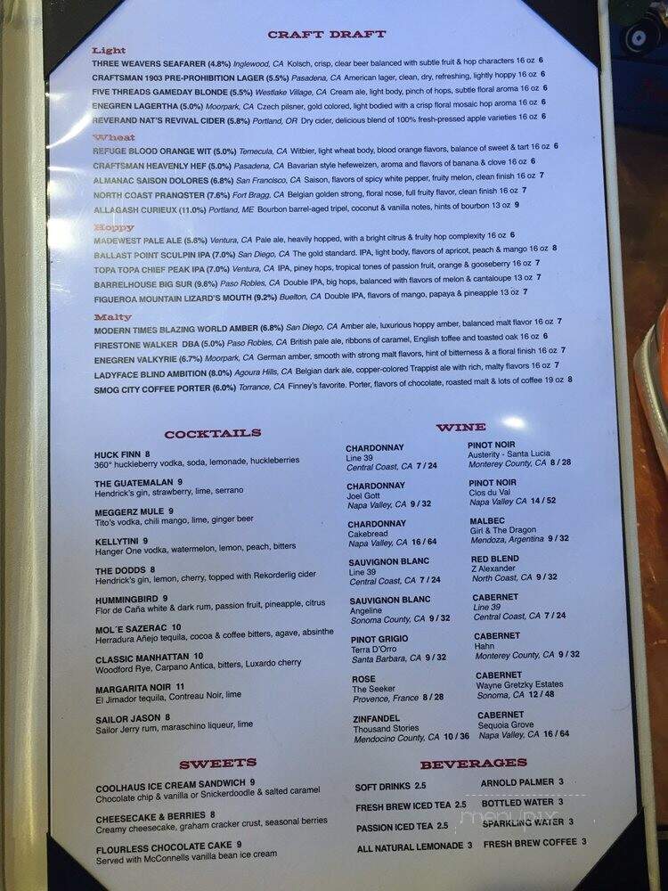 Finney's Crafthouse - Westlake Village, CA menu_pic