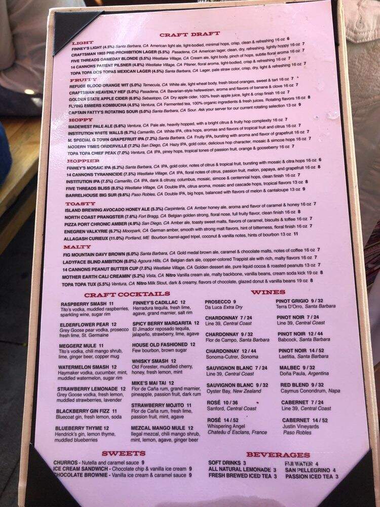 Finney's Crafthouse - Westlake Village, CA menu_pic