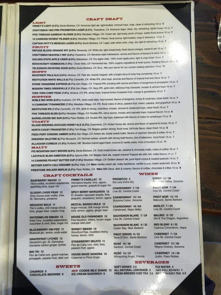 Finney's Crafthouse - Westlake Village, CA menu_pic