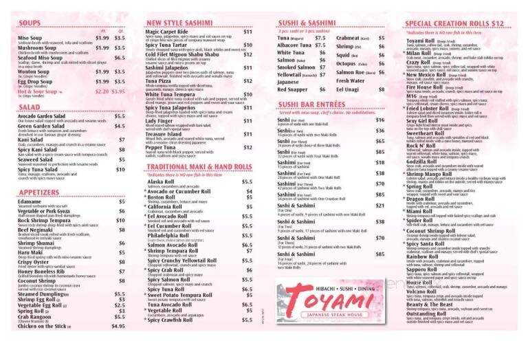 Toyami Steak House - Milan, TN menu_pic
