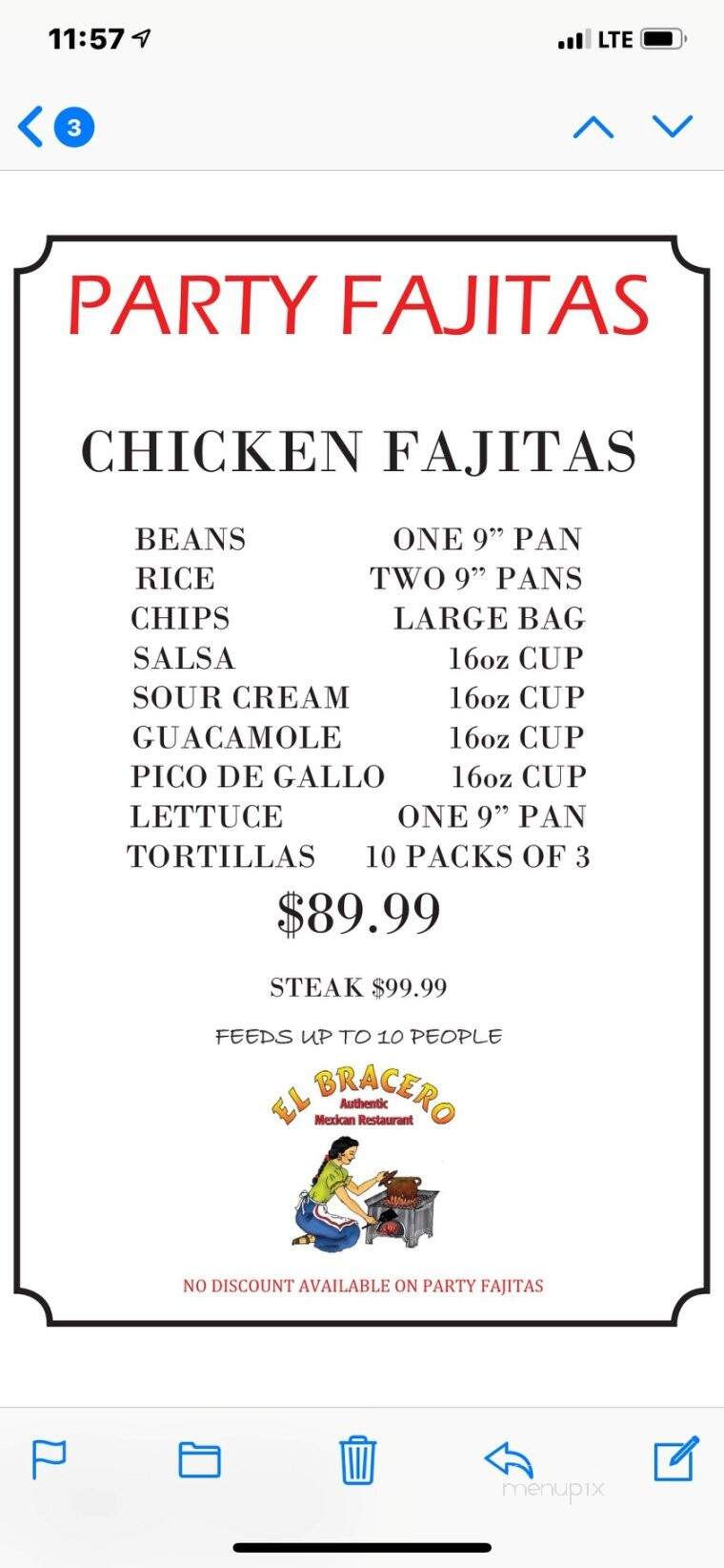 El Bracero - Owensboro, KY menu_pic