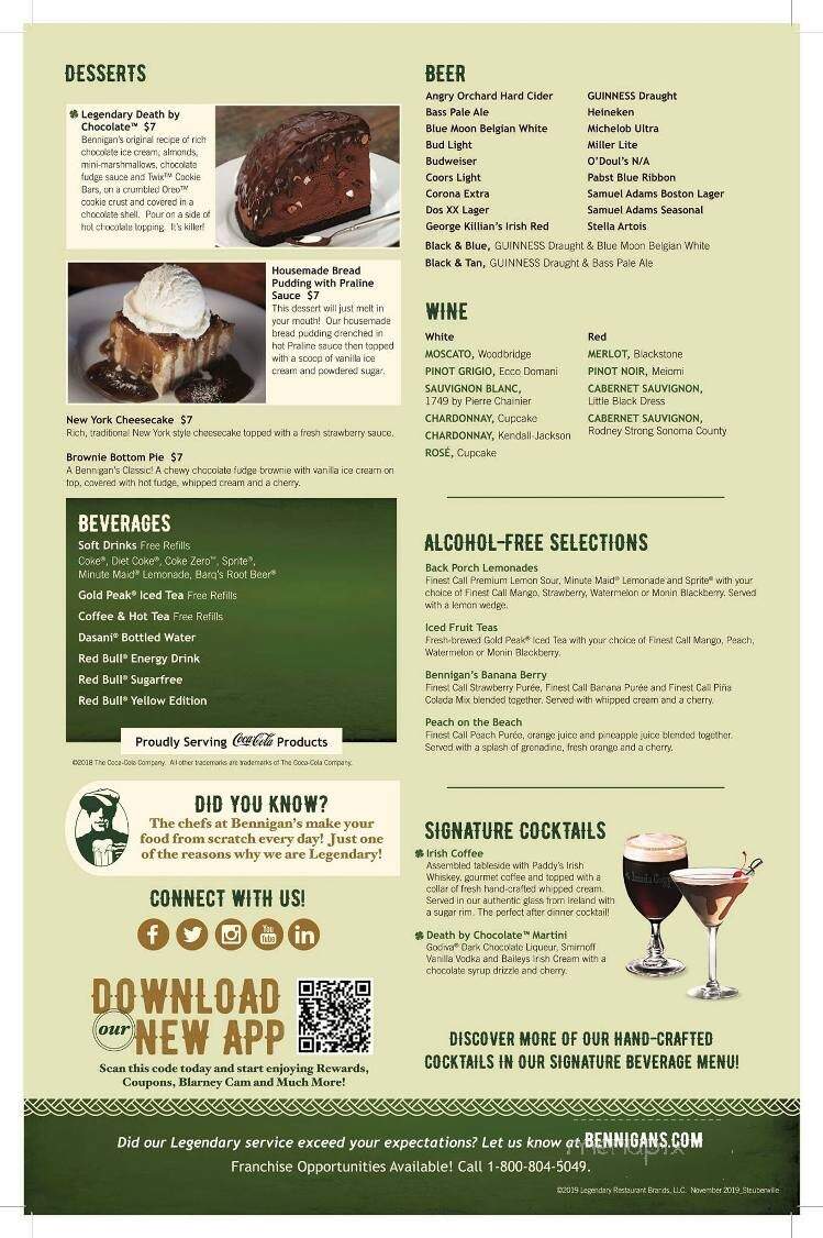 Bennigan's - Steubenville, OH menu_pic