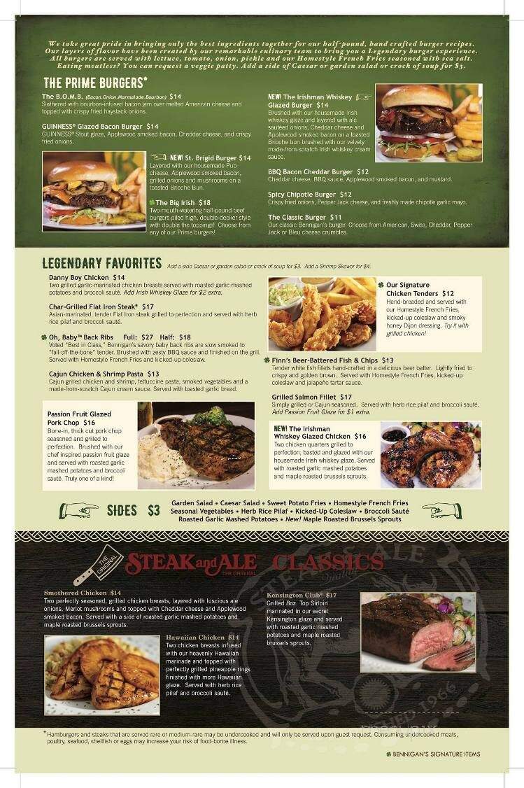 Bennigan's - Steubenville, OH menu_pic