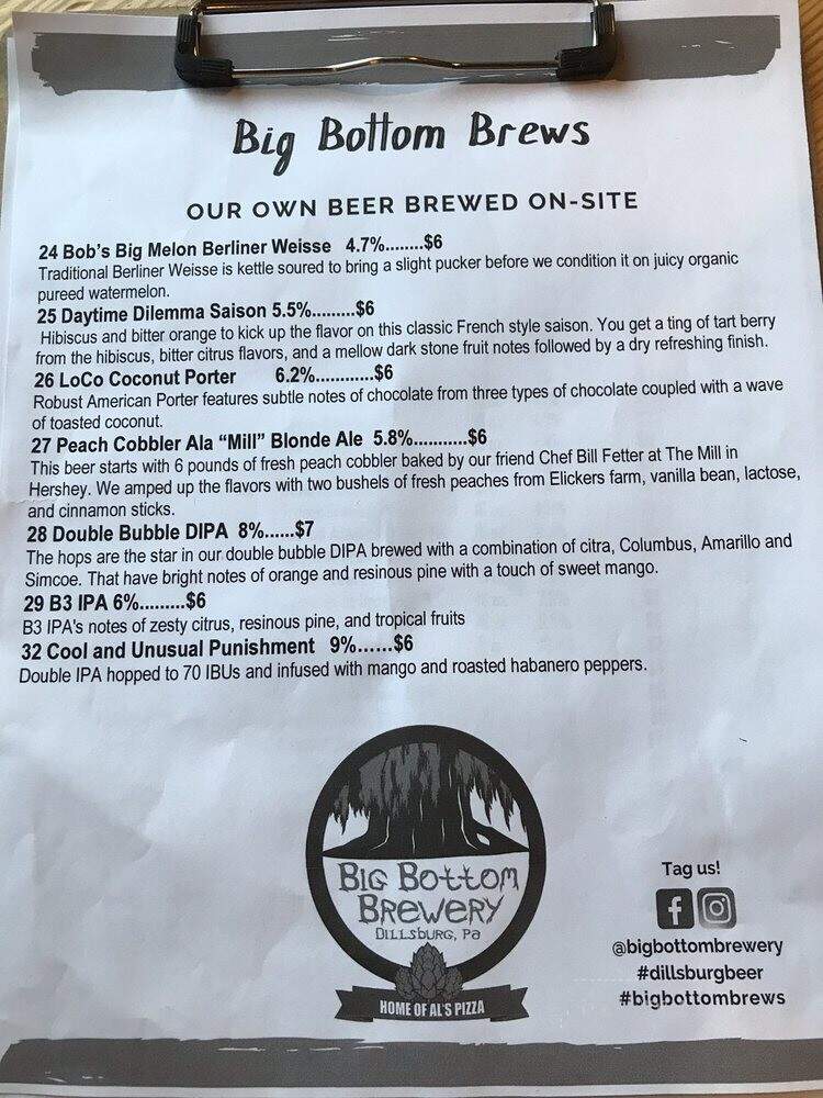 Big Bottom Brewery - Dillsburg, PA menu_pic