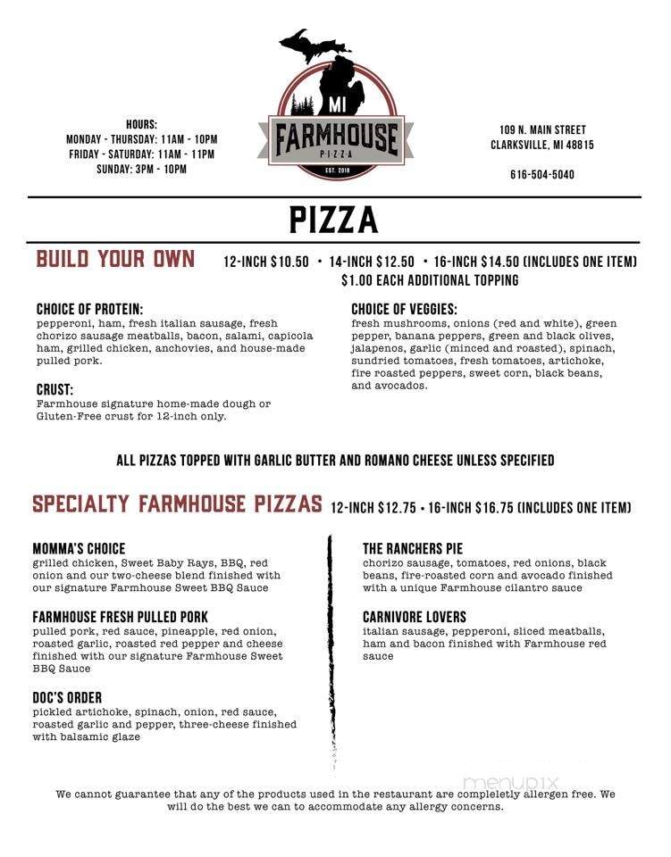 Michigan Farmhouse Pizza - Clarksville, MI menu_pic