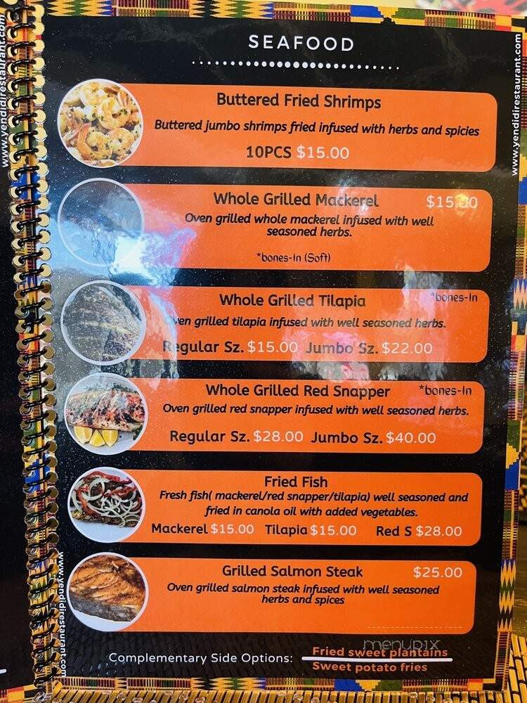 Yendidi Restaurant - Norfolk, VA menu_pic