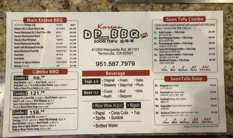 DPoong Korean BBQ - Temecula, CA menu_pic