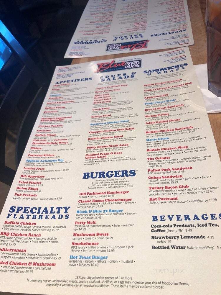Blue 32 Sports Grill - Mesa, AZ menu_pic