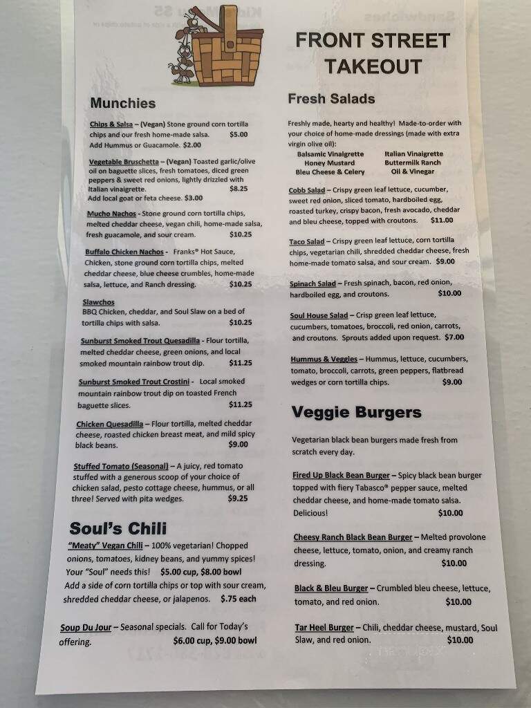 Front Street Takeout - Sylva, NC menu_pic