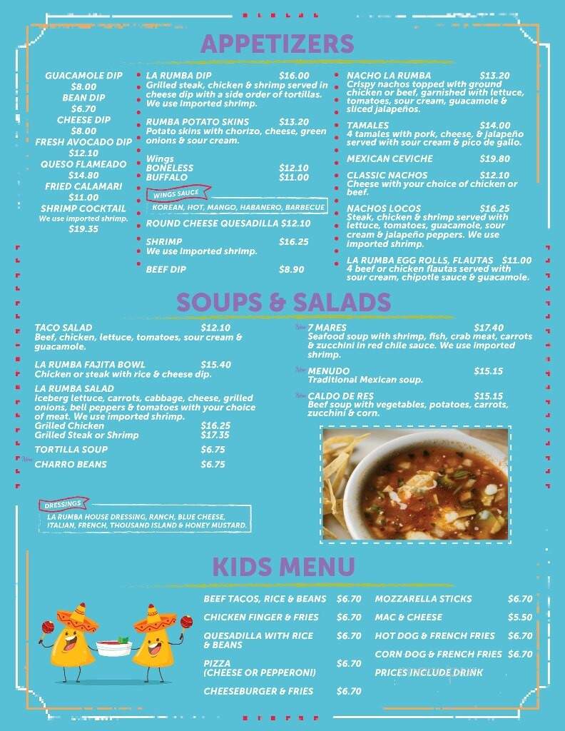 La Rumba Mexican Grill - Henderson, LA menu_pic