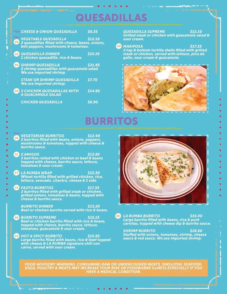 La Rumba Mexican Grill - Henderson, LA menu_pic