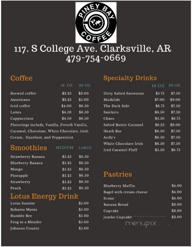 Piney Bay Coffee - Clarksville, AR menu_pic