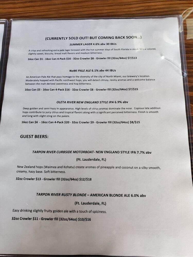 Lost City Brewing Company - North Miami, FL menu_pic
