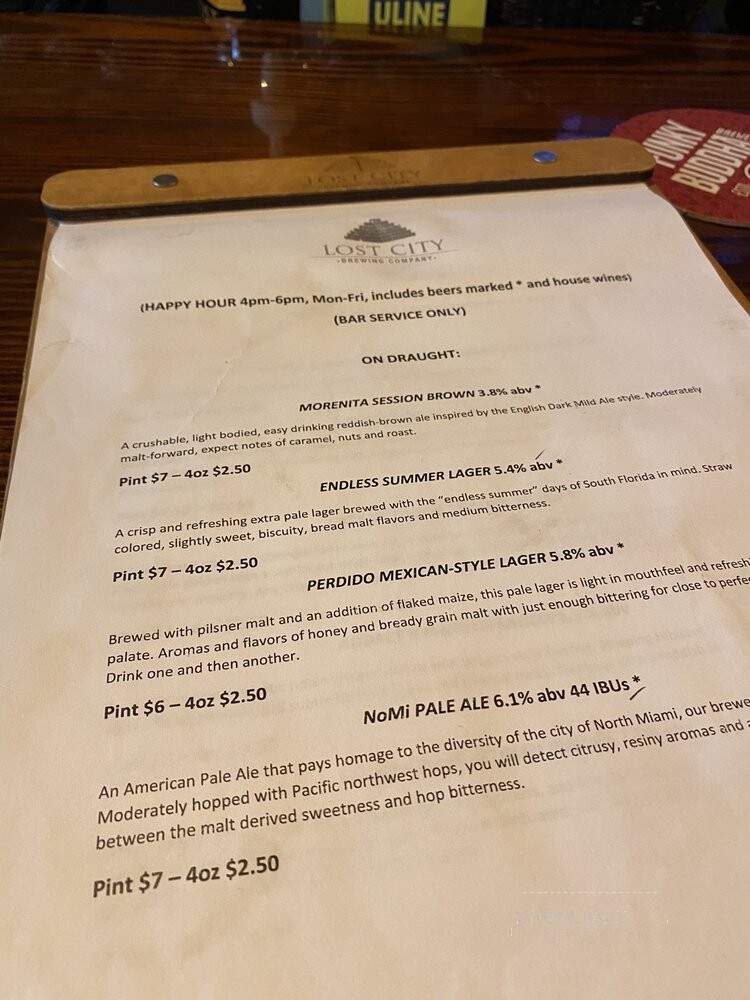 Lost City Brewing Company - North Miami, FL menu_pic