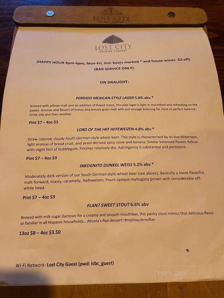 Lost City Brewing Company - North Miami, FL menu_pic