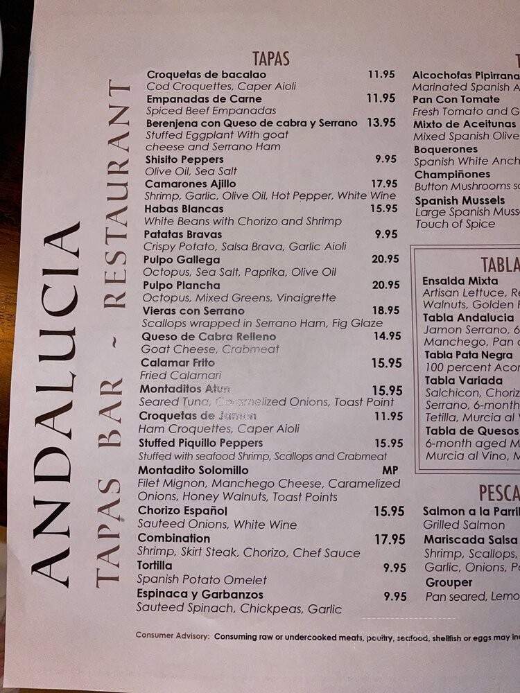 Andalucia Tapas & Restaurant - Tequesta, FL menu_pic