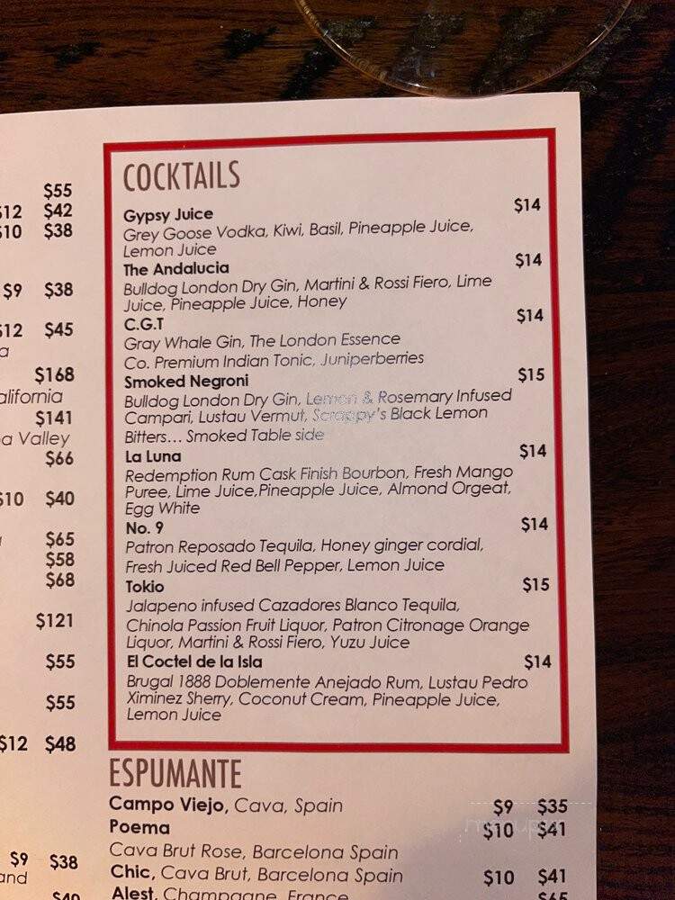 Andalucia Tapas & Restaurant - Tequesta, FL menu_pic