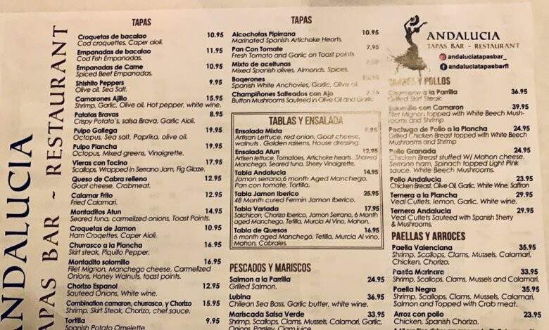 Andalucia Tapas & Restaurant - Tequesta, FL menu_pic