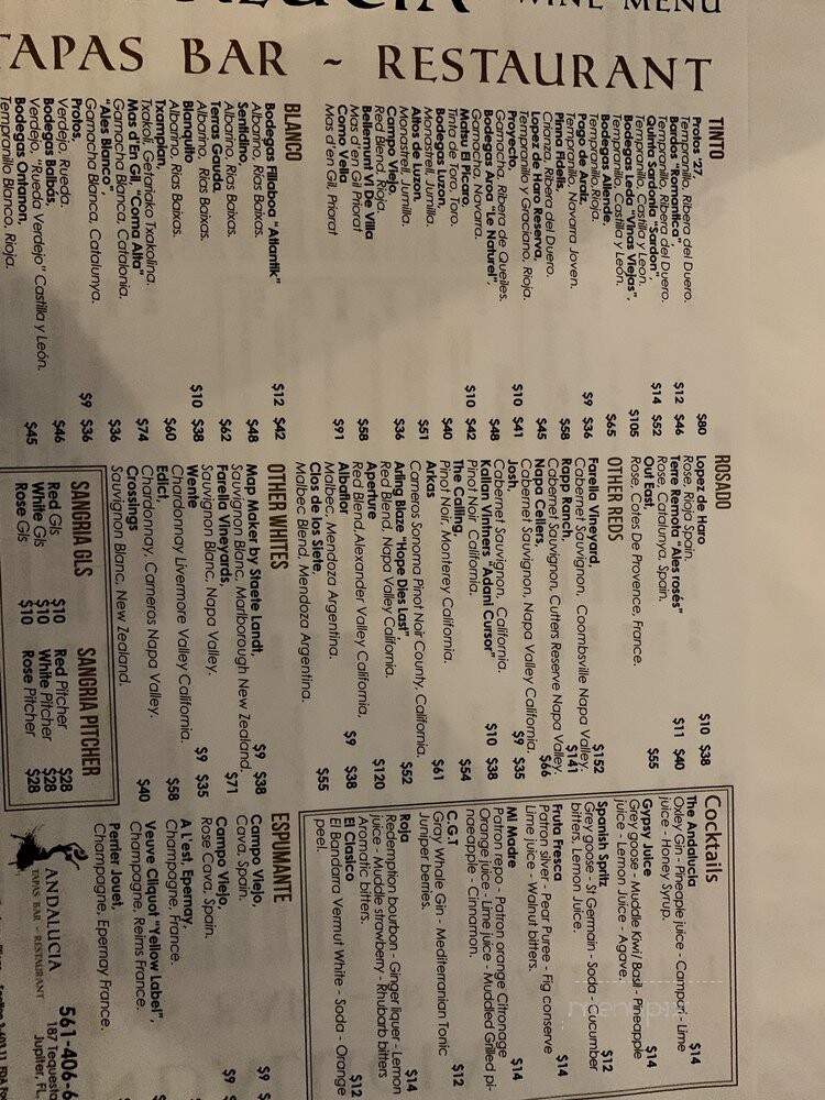 Andalucia Tapas & Restaurant - Tequesta, FL menu_pic