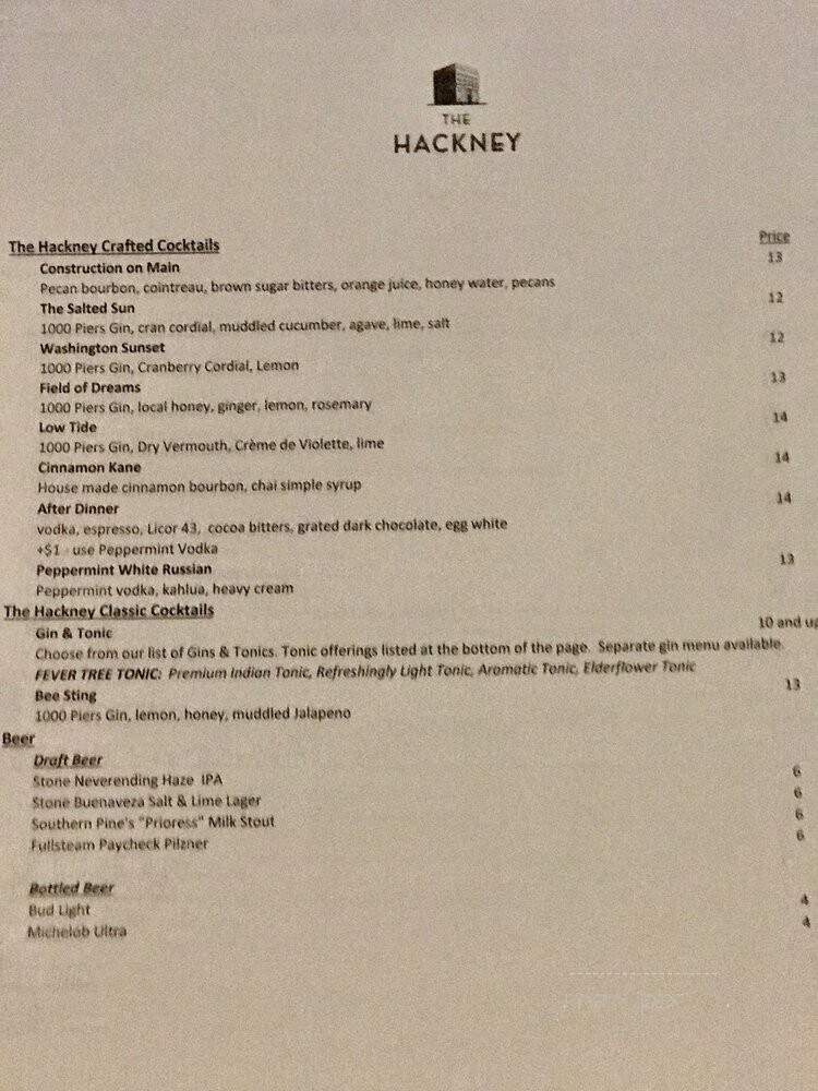 The Hackney - Washington, NC menu_pic