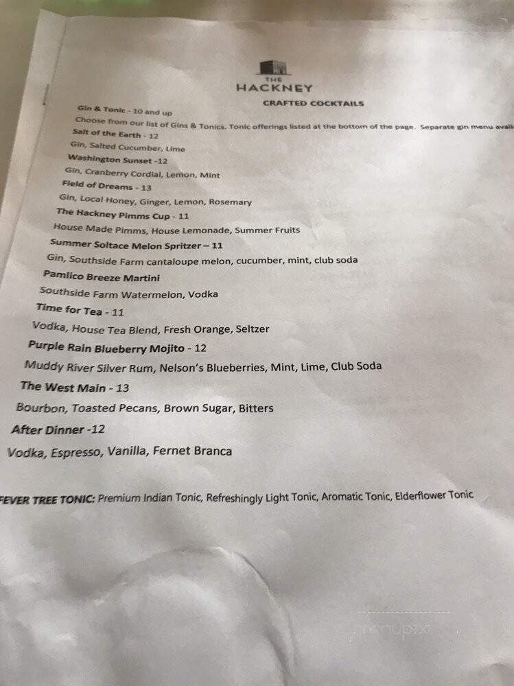 The Hackney - Washington, NC menu_pic