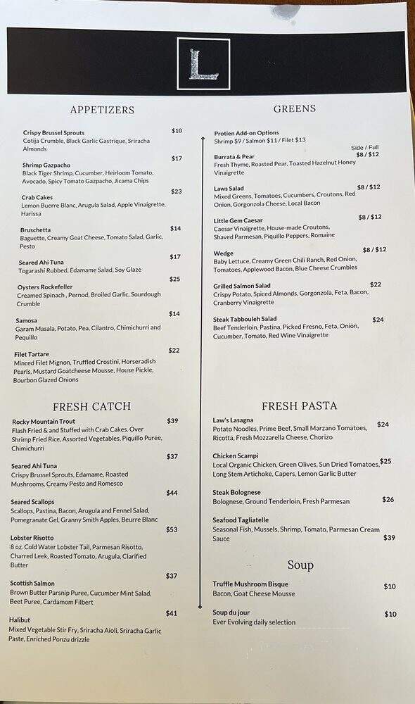 Law's Chophouse - Westminster, CO menu_pic