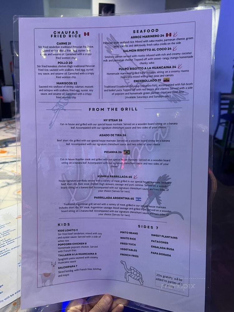 Kumbia Restaurant - Rockville, MD menu_pic