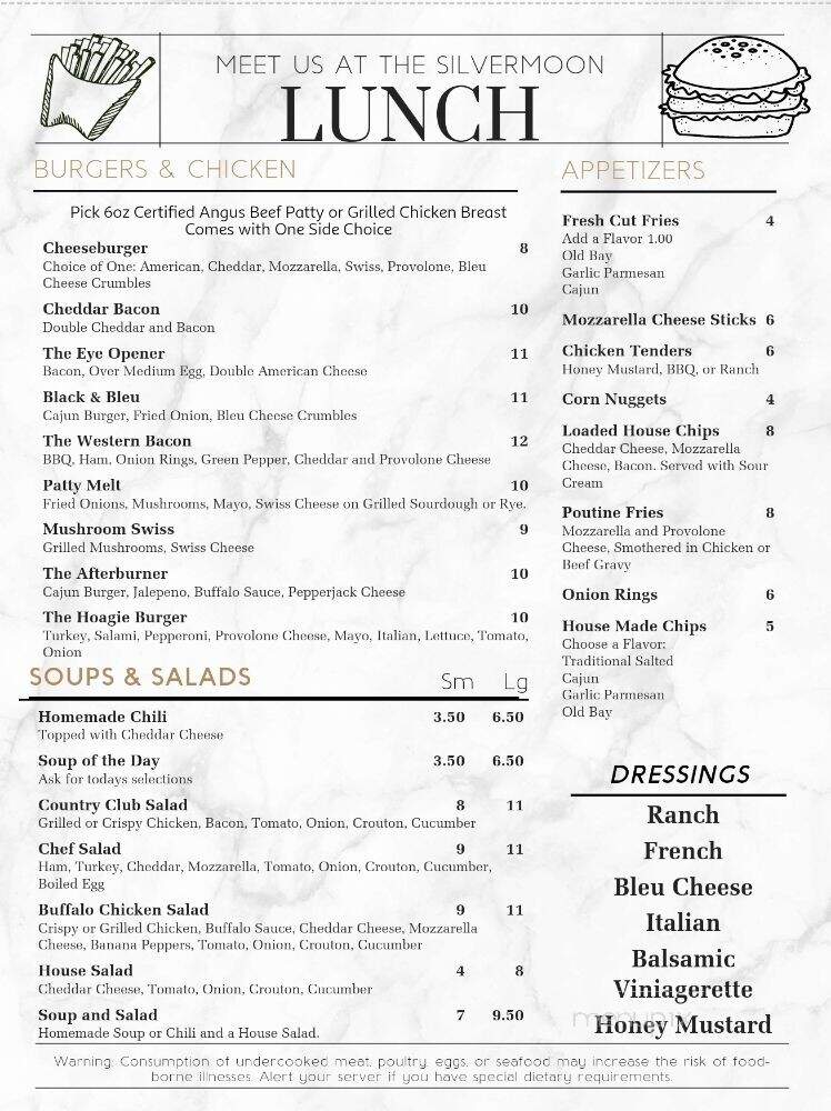 Silvermoon Restaurant - Lewisburg, PA menu_pic