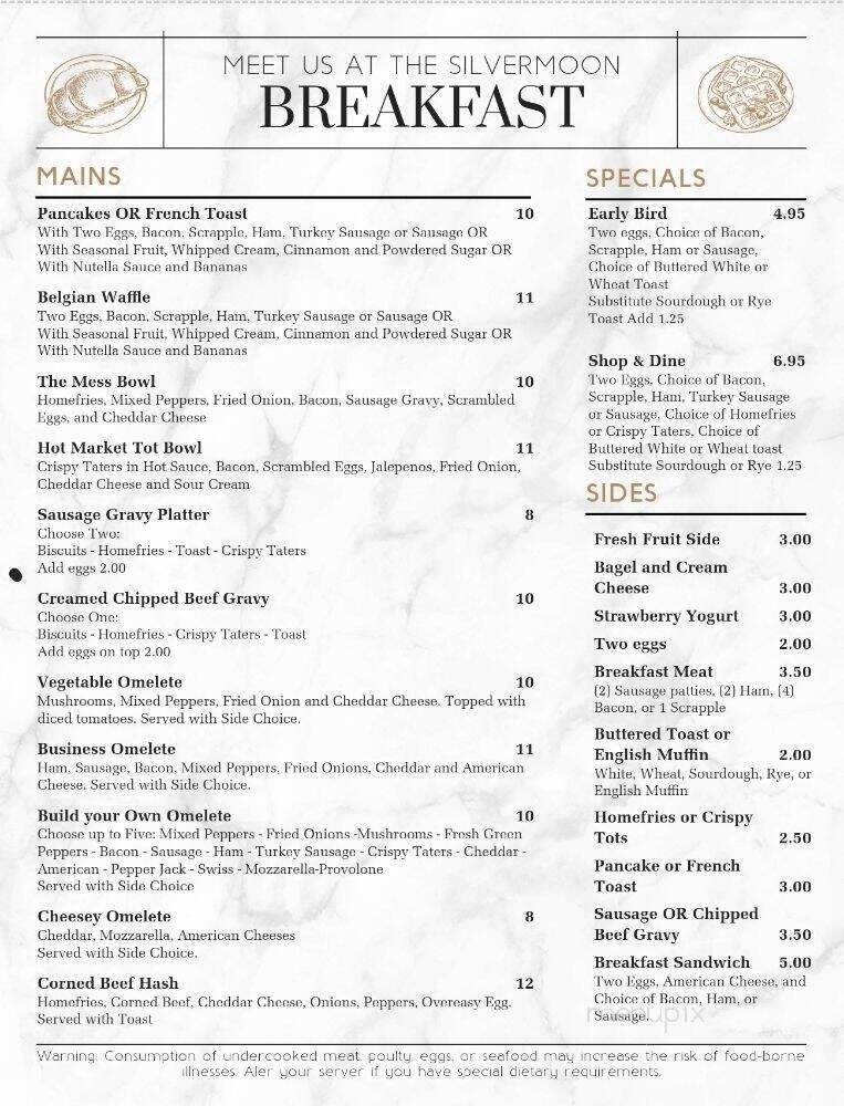 Silvermoon Restaurant - Lewisburg, PA menu_pic
