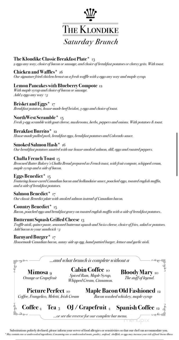 The Klondike Tavern - St Helens, OR menu_pic