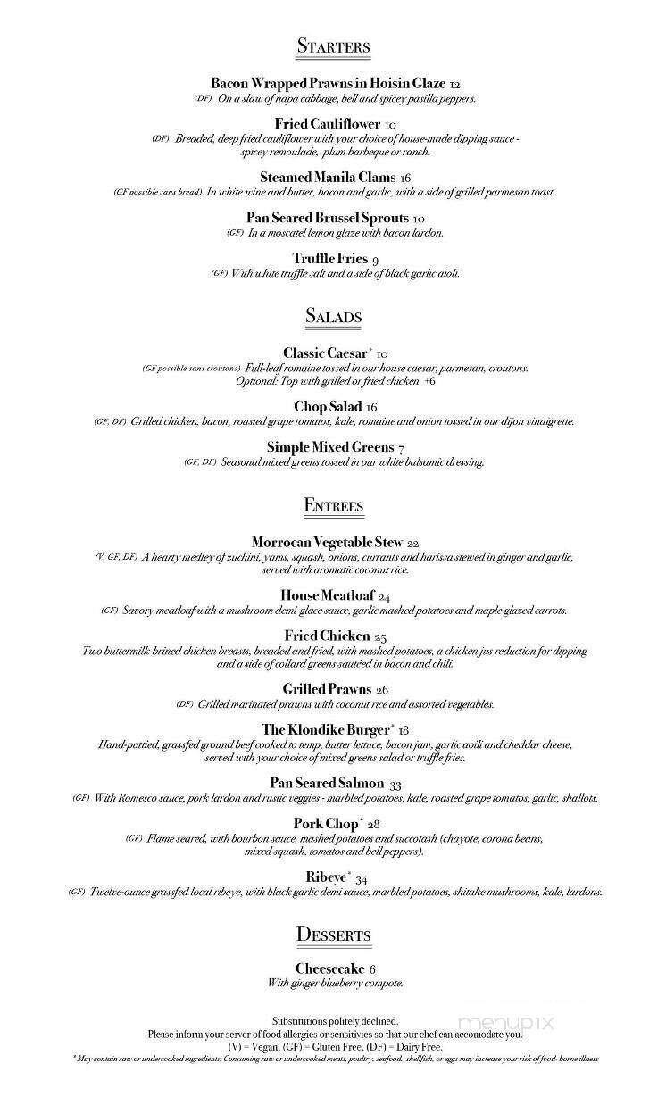 The Klondike Tavern - St Helens, OR menu_pic