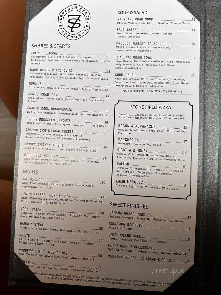 Seventh State Restaurant and Lounge - Bethesda, MD menu_pic