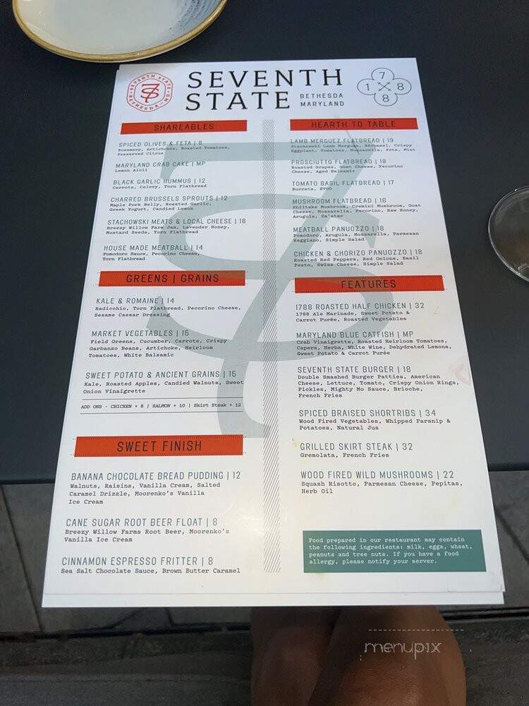 Seventh State Restaurant and Lounge - Bethesda, MD menu_pic