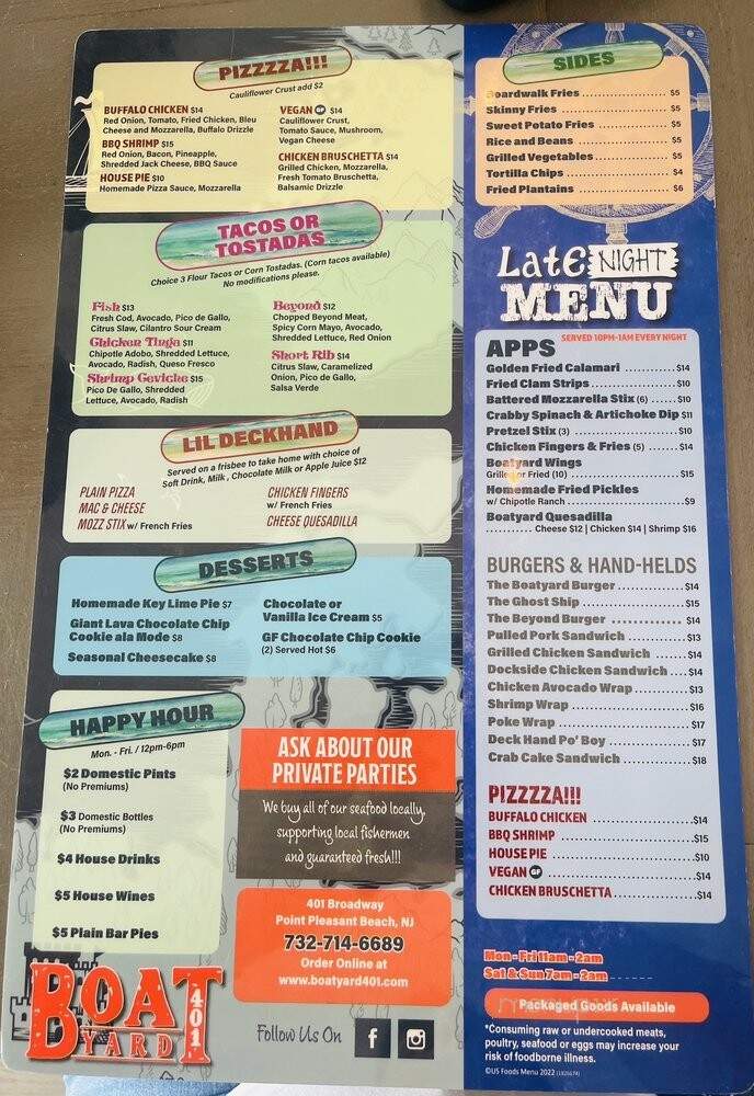 Boatyard 401 - Point Pleasant Beach, NJ menu_pic