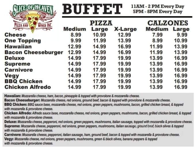 Slice of Heaven Pizza & Wings - Salisbury, NC menu_pic