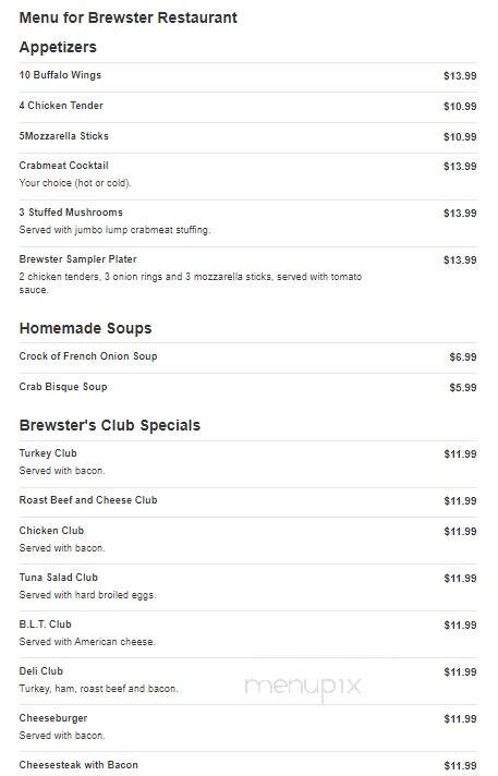 Brewster Restaurant - Vineland, NJ menu_pic