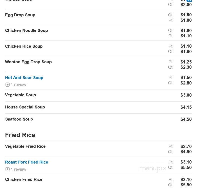 Peking Restaurant - Chillicothe, OH menu_pic