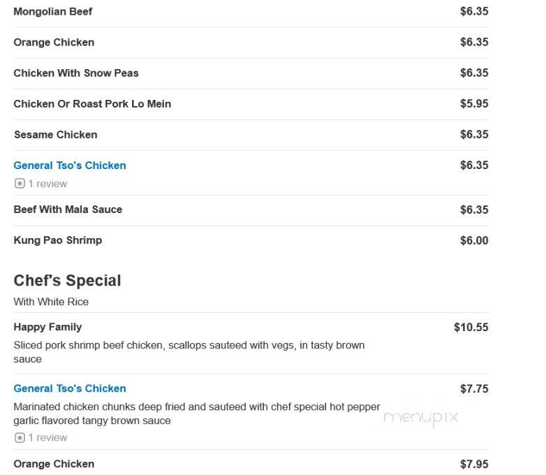 Peking Restaurant - Chillicothe, OH menu_pic