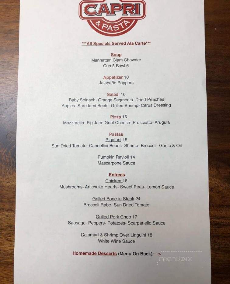 Capri Pizza - Tarrytown, NY menu_pic