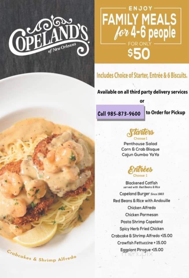 Copeland's - Houma, LA menu_pic