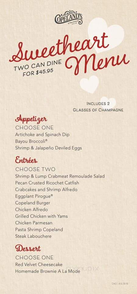Copeland's - Houma, LA menu_pic