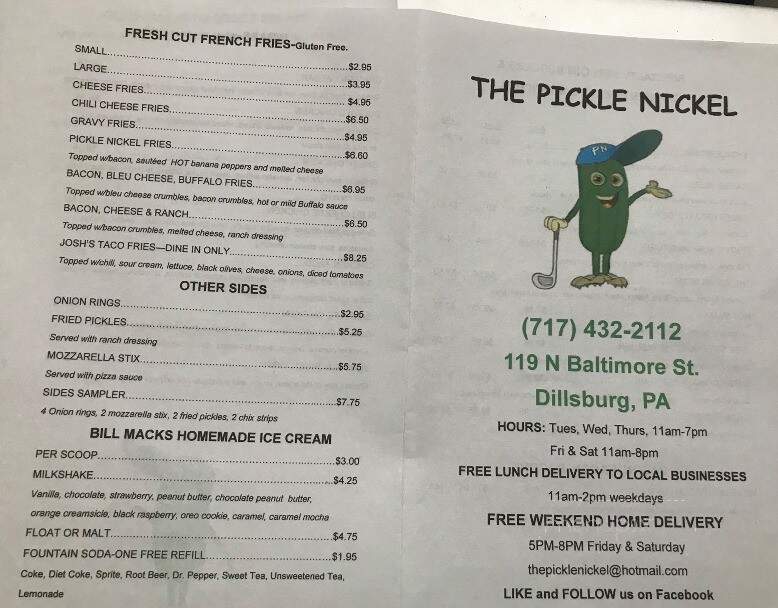 The Pickle Nickel - Dillsburg, PA menu_pic