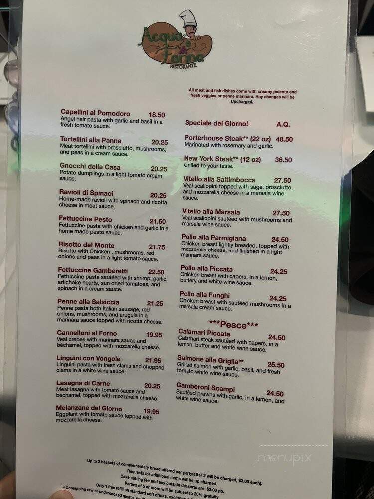 Acqua E Farina - Hayward, CA menu_pic
